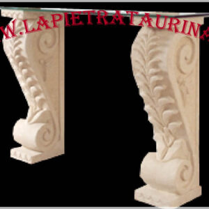 Console table for furniture in italian stone, carparo, tuff.