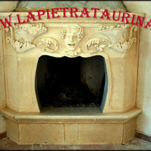 Fireplace cladding in carved italian stone