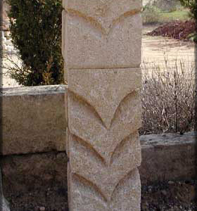 Stone vase with column for zen garden