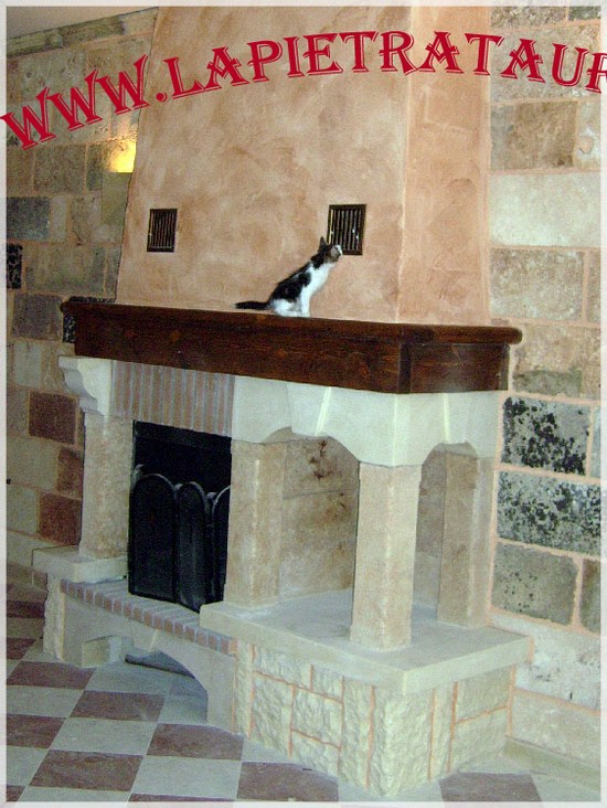 Marble cladding for rustic fireplaces
